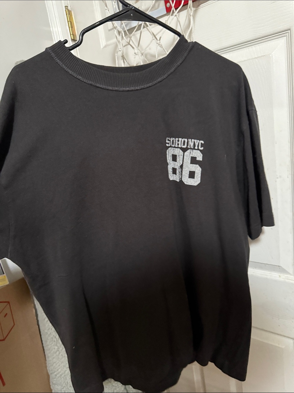 H&M Black Short Sleeve Tee with White '86' Graphic